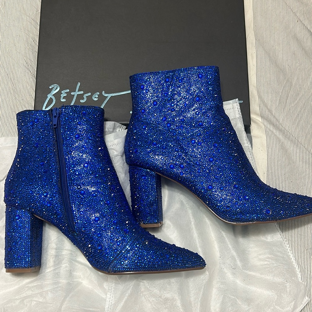 BETSEY JOHNSON Sapphire Cady Rhinestone Booties 9.5